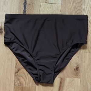 Bikini Bay. High-Waisted Chocolate Brown Bikini Bottom. Size XL.